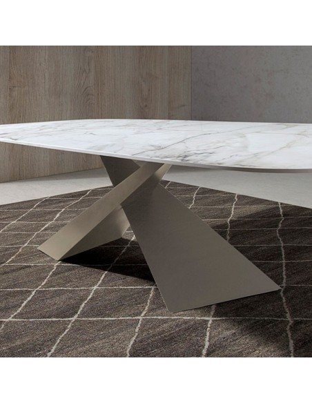 Mesa de comedor moderna tapa porcelánica