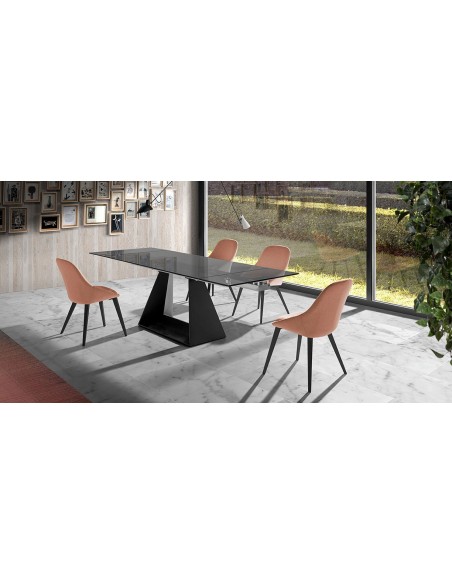 Mesa extensible Sue con pie central metálico