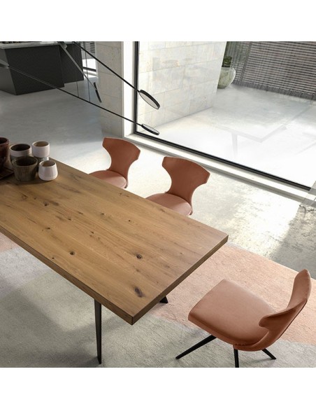 Mesa de comedor rectangular con tapa de madera maciza Tavolo Wood