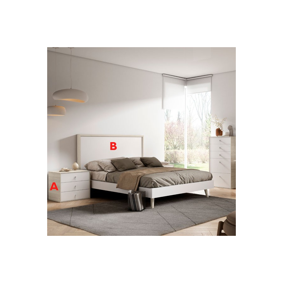 Dormitorio matrimonio con mesitas de tres cajones
