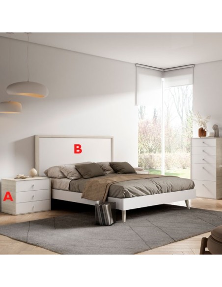 Dormitorio matrimonio con mesitas de tres cajones