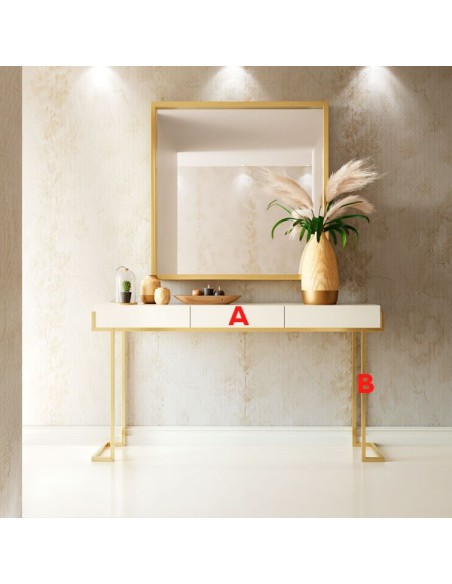 Recibidor blanco y dorado de la colección Imperium de Franco Furniture, con más opciones de personalización