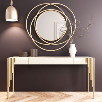 Vista frontal del Recibidor Imperium 27 de Franco Furniture, en lacados mate y brillo