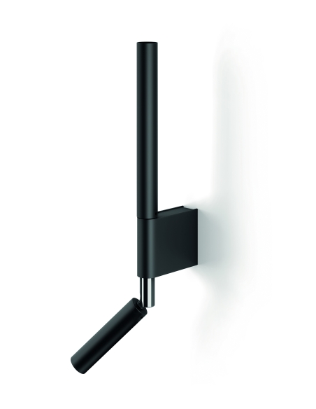 Aplique de pared Canut, de Estiluz con brazo fijo y brazo orientable, acabado negro mate