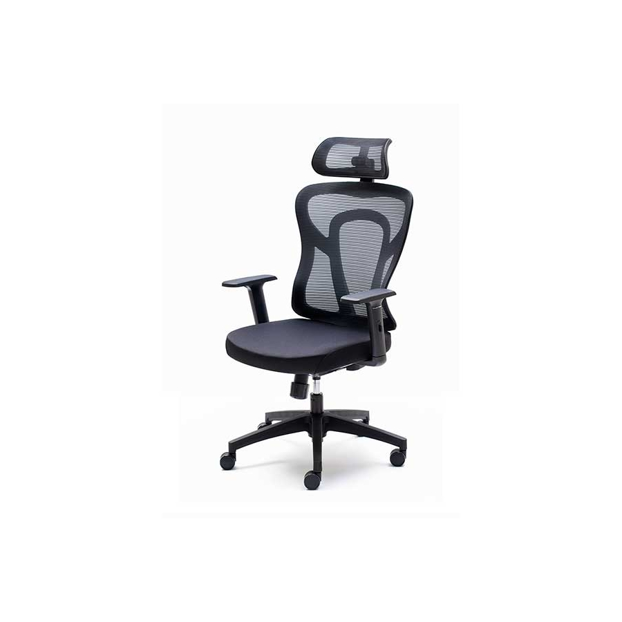 Silla de oficina Cali con respaldo alto y cabecero regulable