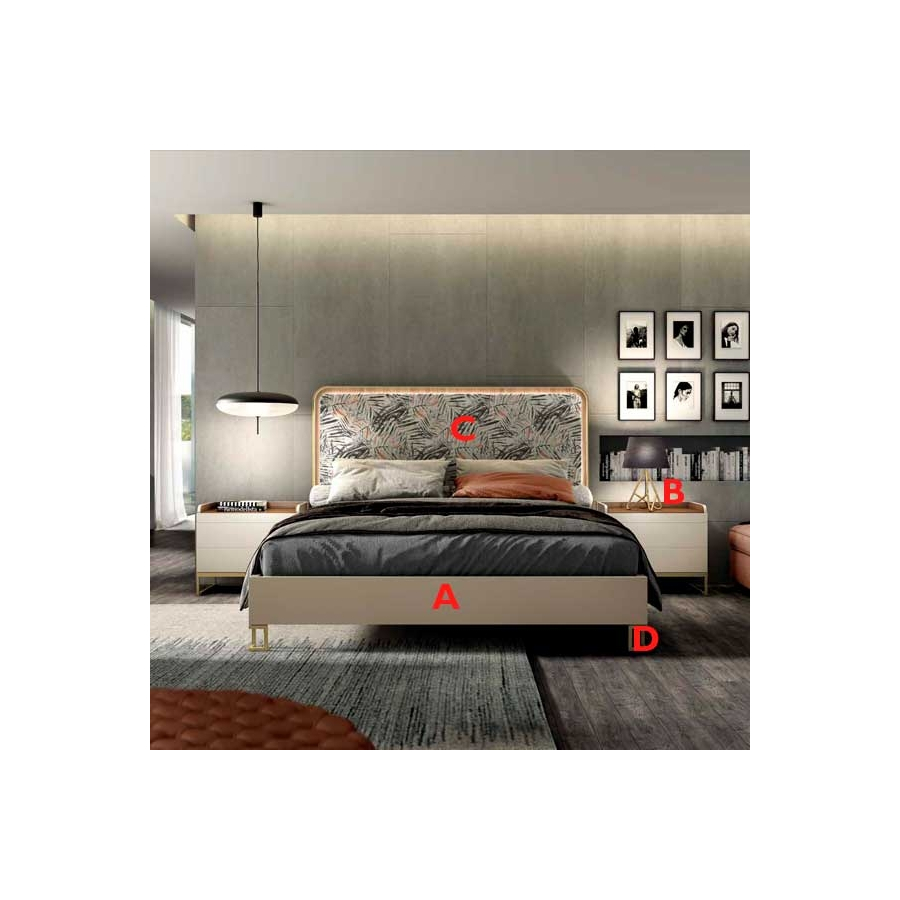 Dormitorio de matrimonio con cabezal tapizado