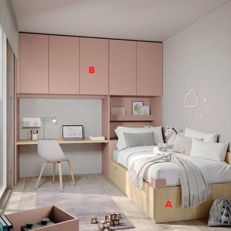 Dormitorio juvenil moderno fabricado en melamina