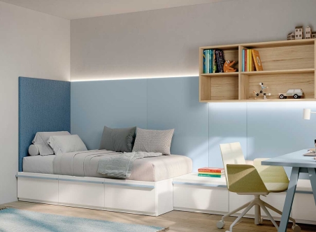 Dormitorio Stay Young con cajones bajo la cama