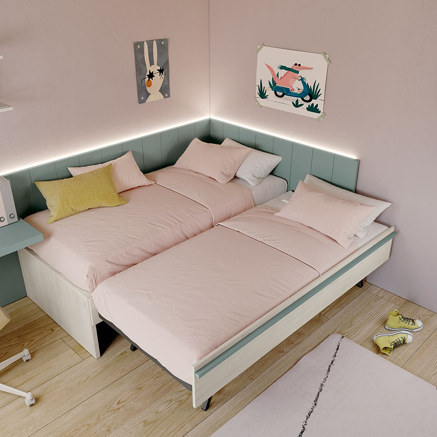 Dormitorio juvenil con cama de arrastre