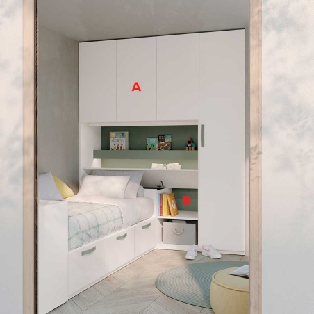 Dormitorio juvenil con almacenaje