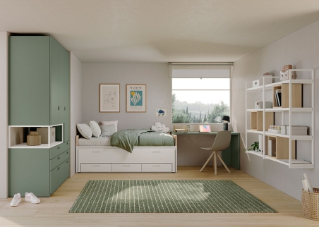 Dormitorio con cama nido