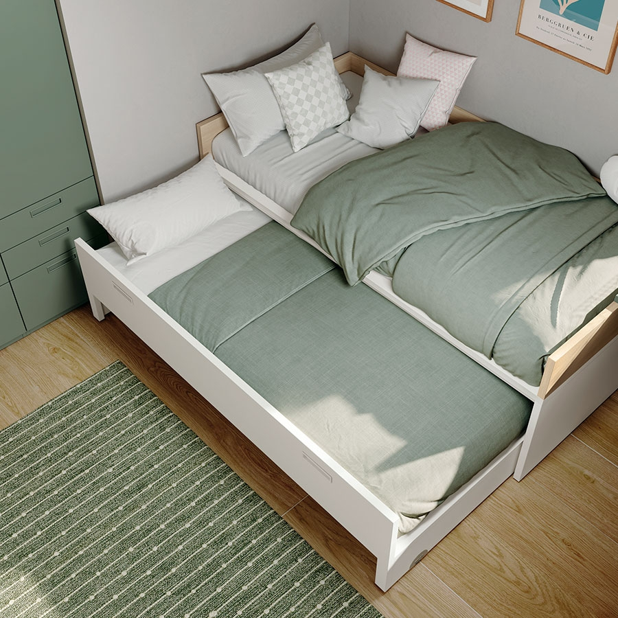 Cama nido y cajones inferiores de almacenaje