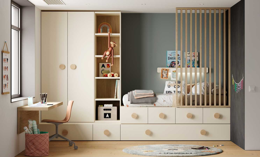 Habitación juvenil con cama nido