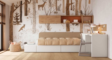 Habitación juvenil con cama nido y cajones