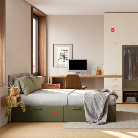 Habitación juvenil fabricada en melamina