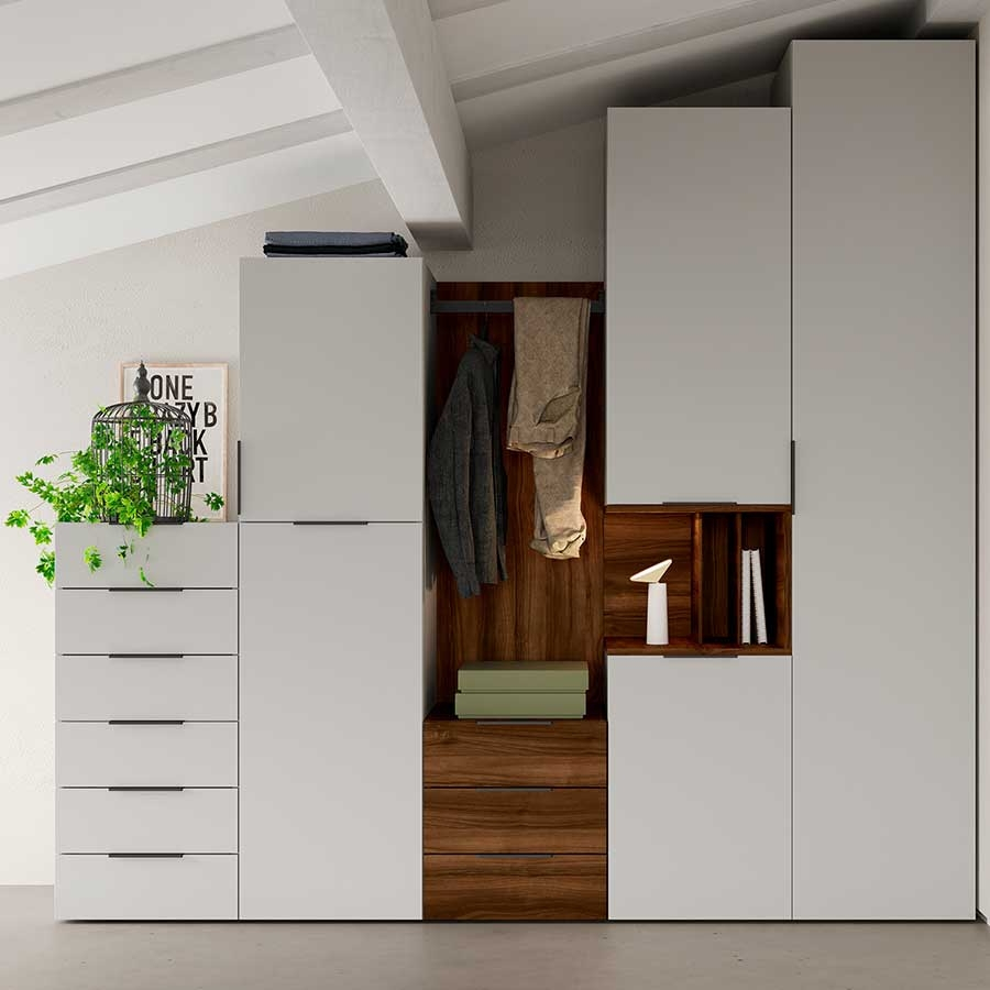 Armario moderno con cajones y puertas batientes