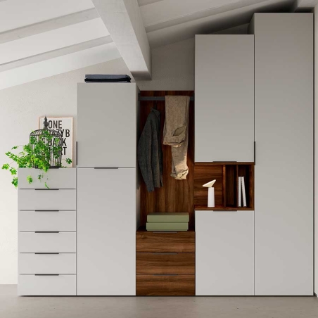 Armario moderno con cajones y puertas batientes