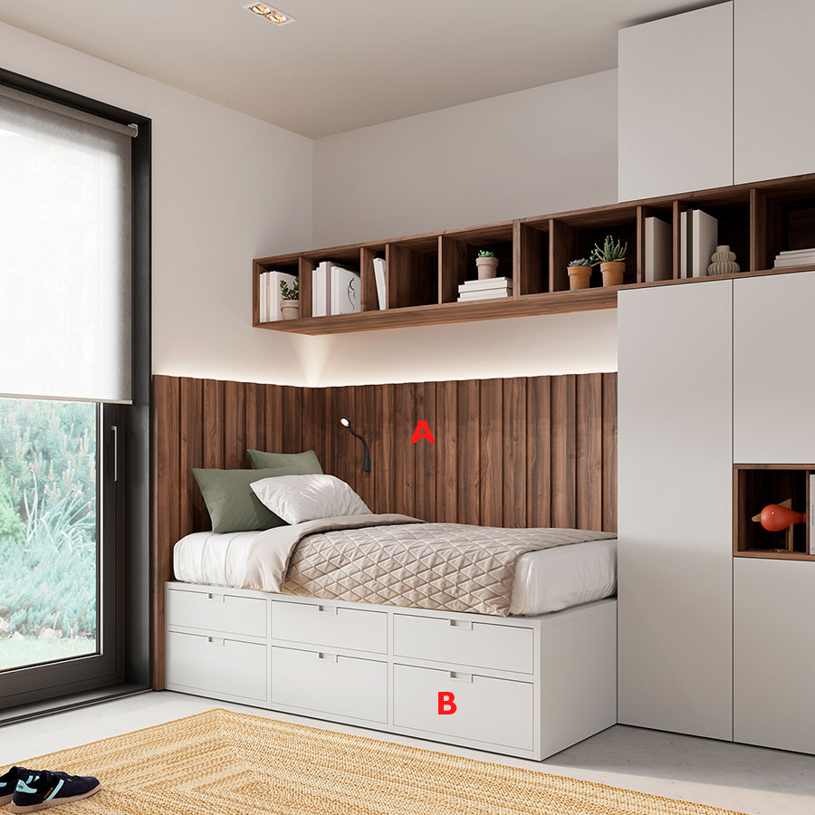 Habitación juvenil moderna fabricada en melamina