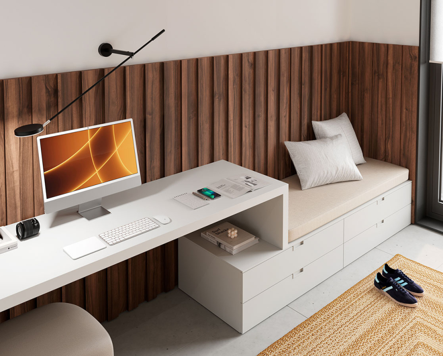 Dormitorio juvenil con zona de estudio