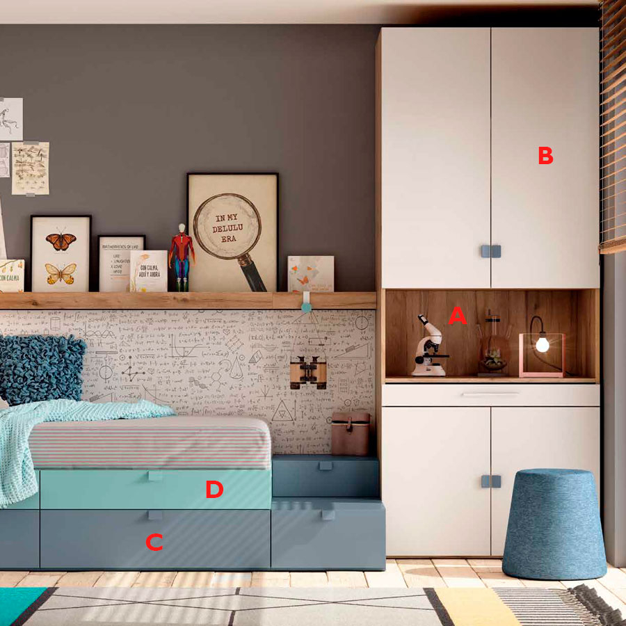 Habitación juvenil moderna de Muebles Ros