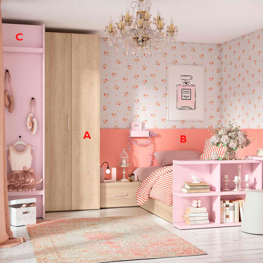 Habitación juvenil con tocador