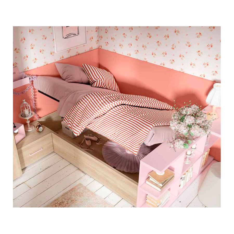 Habitación juvenil con canapé abatible.