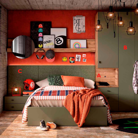 Habitación juvenil con armario