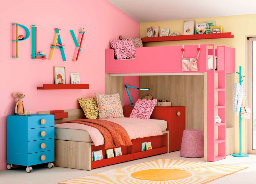 Habitación juvenil con litera Delulu