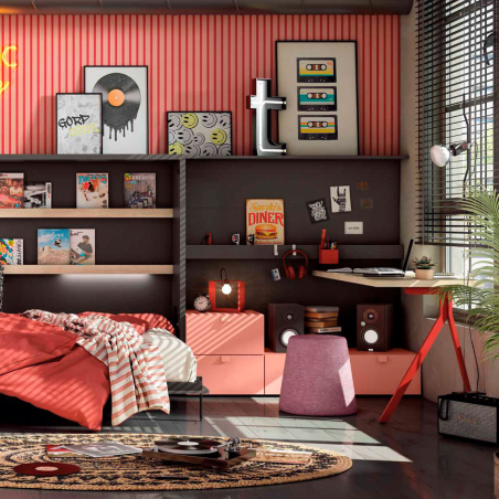 Habitación juvenil con cama abatible