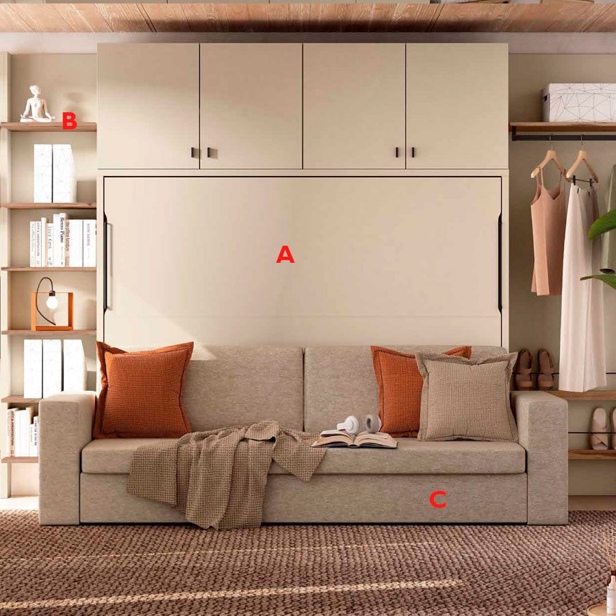 Habitación juvenil con cama abatible horizontal