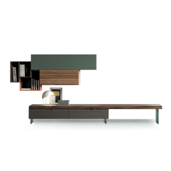 Composición de salón L22 de Devina Nais, en madera maciza de roble y chapa de roble