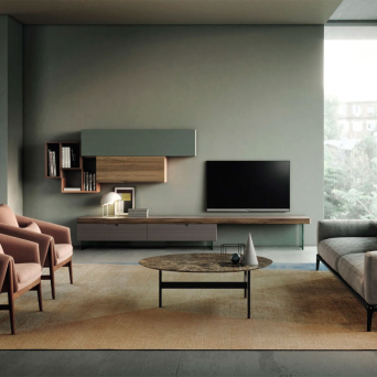 Composición de salón L22 de Devina Nais, en madera maciza de roble y chapa de roble 2
