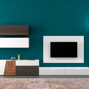 Composición de salón L13 de Devina Nais, en madera maciza de roble y chapa de madera 2