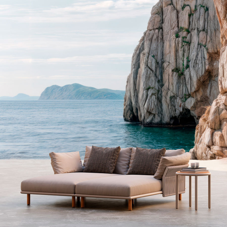 Chaiselongue de jardín Tempo con estructura de aluminio y tapizada en color beige