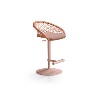 Taburete P47 de Midj con estructura de acero en color rosa