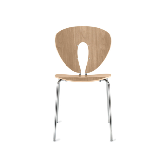 silla globus de Stua en madera nogal con estructura metálica vista frontal 2