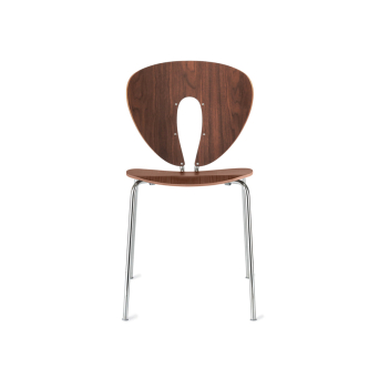 silla globus de Stua en madera nogal con estructura metálica vista frontal