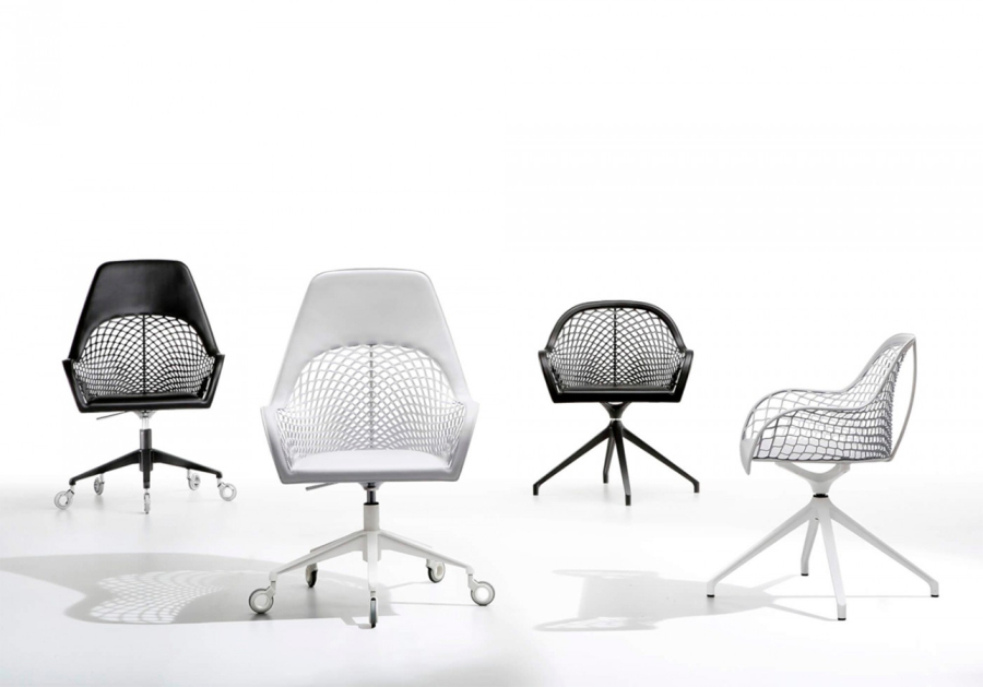 Colección Guapa de sillas de oficina de la firma Midj en colores blanco y negro