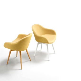 Silla Sonny PB L TS_R patas en madera y asiento y respaldo tapizado en color amarillo 2