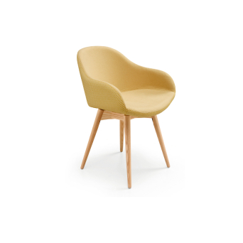 Silla Sonny PB L TS_R patas en madera y asiento y respaldo tapizado en color amarillo