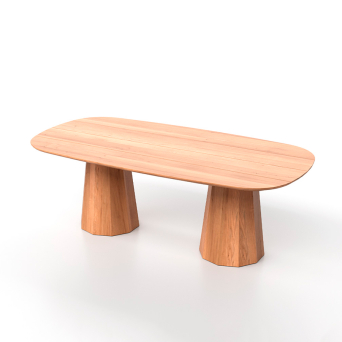 Mesa Lacus con dos bases fabricada en madera de teca