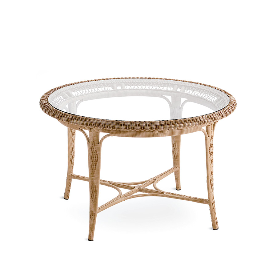 Mesa Alga Point con tapa de cristal de 120cm de diametro.