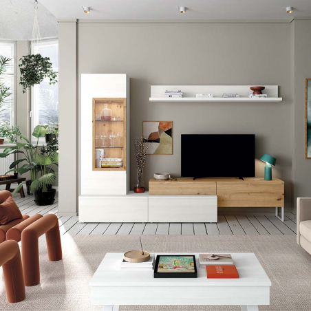 Vista en ambiente del Salón Neo 317, en acabado artisán y polar