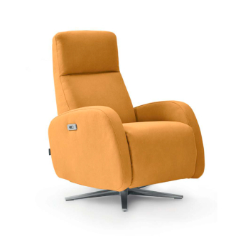 Sillón relax Madison con pie giratorio de 5 aspas tapizado en tela color mostaza