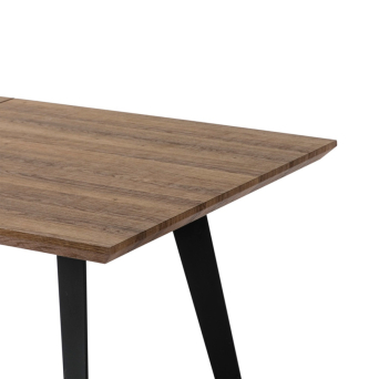 Mesa extensible DT-110 con patas metálicas negras y tapa laminada roble 2