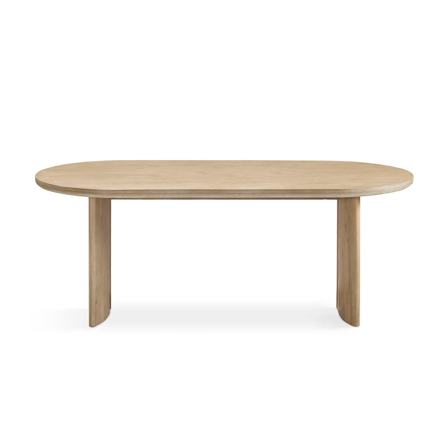 Vista frontal mesa Catania fabricada en madera maciza de acacia en medida 200cm.
