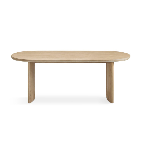 Vista frontal mesa Catania fabricada en madera maciza de acacia en medida 200cm.