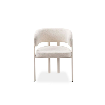 Silla DC-421 con pata metálica y tapizada en color blanco marfil