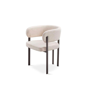 Silla DC-421 con pata metálica y tapizada en color blanco marfil 2