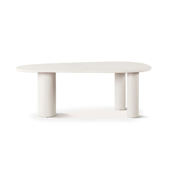 Mesa de comedor DT-525 con tres patas y sobre irregular en color cemento 2